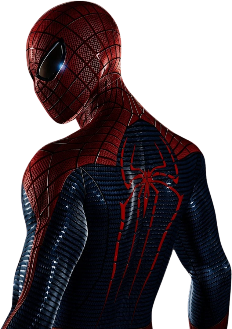 Homem-Aranha de costas, virando o rosto para trás, com o emblema da aranha visível nas costas do traje, recortado sobre Nova York à noite.